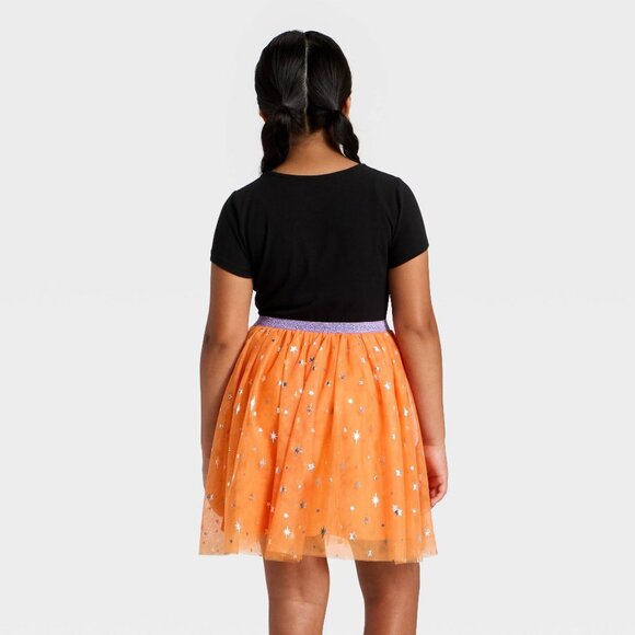 Girls Hello KITTY Halloween Pumpkin Tulle Character Dress Size XS XL Orange NWT - Picture 2 of 3
